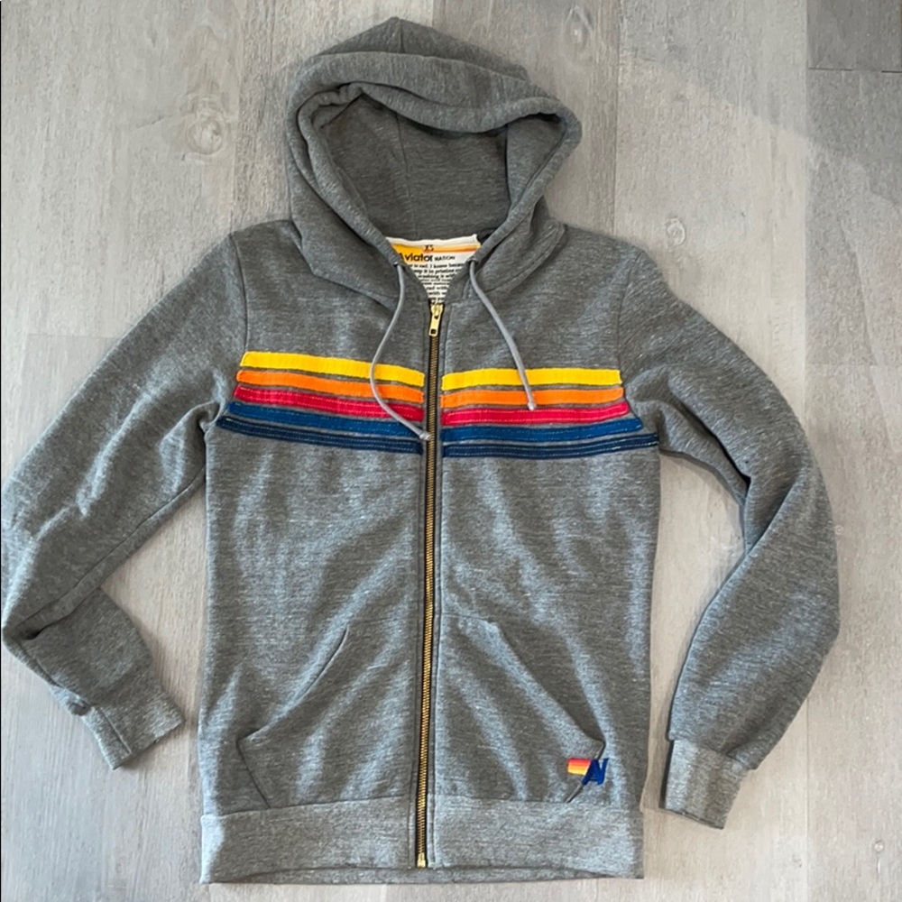 5 stripe zip hoodie